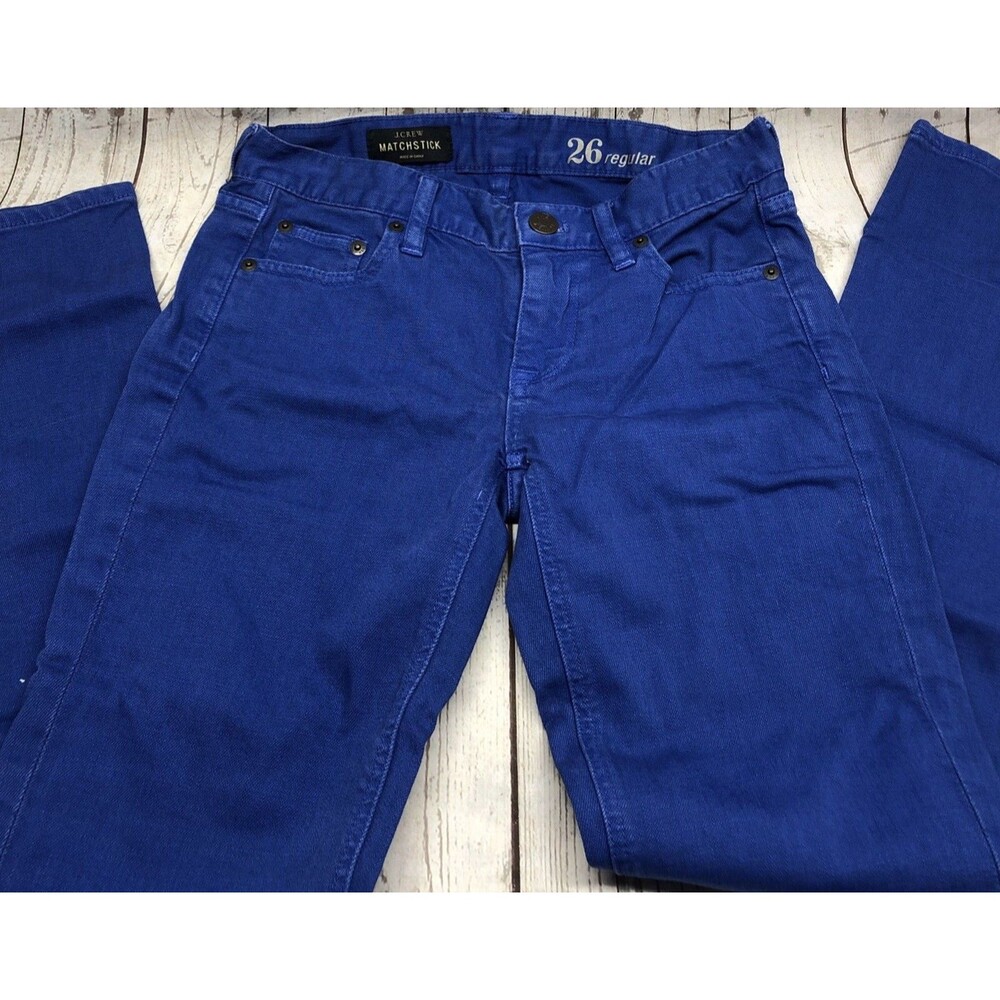 J. Crew Womens Jeans Size 26 RegularMatchstick Stretch Cobalt Blue Low Rise - Picture 3 of 12